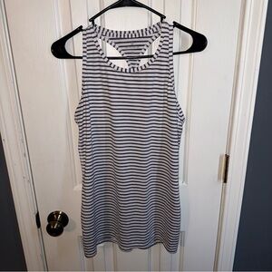 Athleta Navy & White Striped Racerback Tank